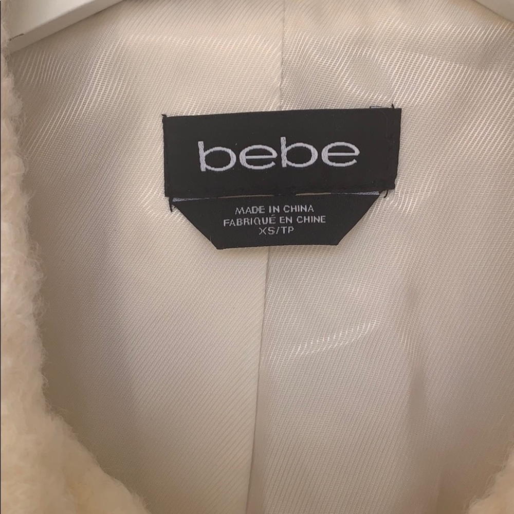 BEBE Wool Teddy Shearling Cream Moto Jacket - Picture 5 of 9